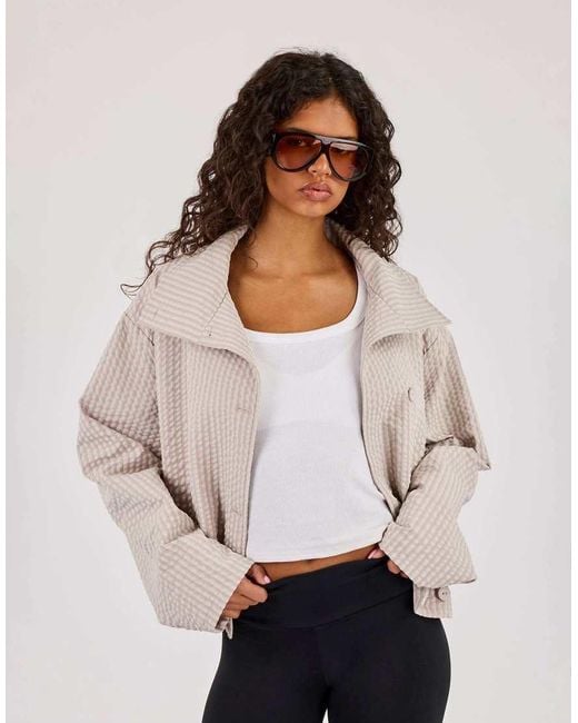 CERNUCCI White Crinkle Check Nylon Jacket
