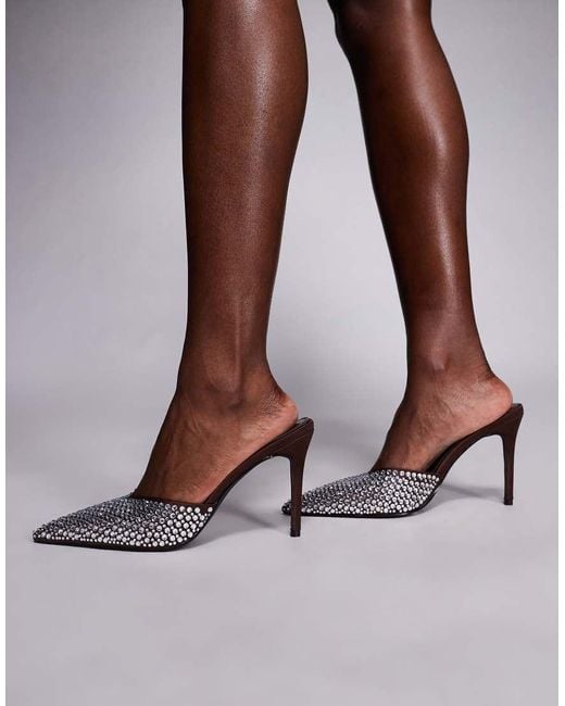 SIMMI Brown Simmi London Marika Embellished Heeled Mules