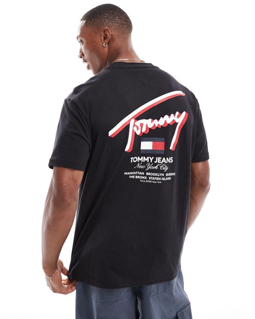 T-shirt vestibilità classica nera con logo street 3d di Tommy Hilfiger in Blue da Uomo