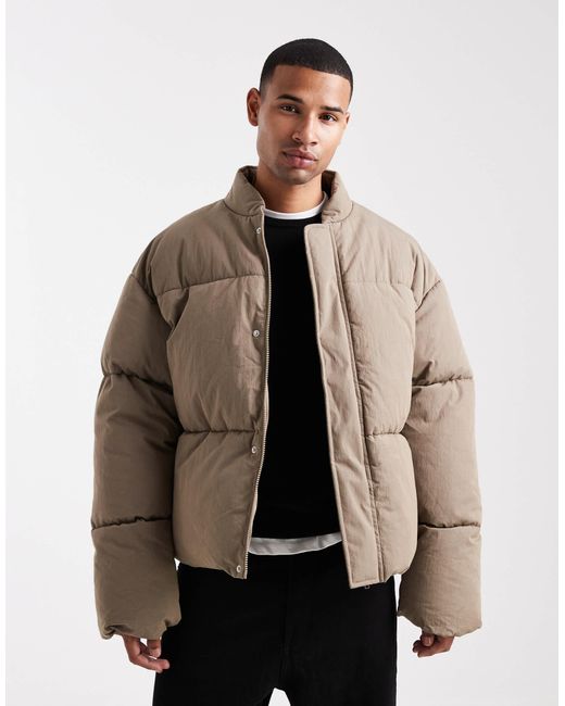 ASOS Brown Oversized Puffer Jacket for men