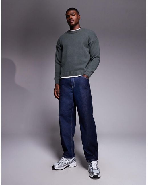 Pull oversize ras ASOS pour homme en coloris Blue