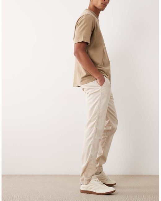 Jack & Jones Natural 2 Pack Drawstring Linen Mix Loose Chinos for men