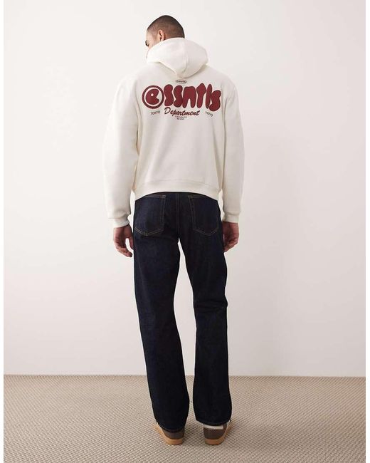 ASOS White Relaxed Boxy Hoodie With Bubble Text Print for men