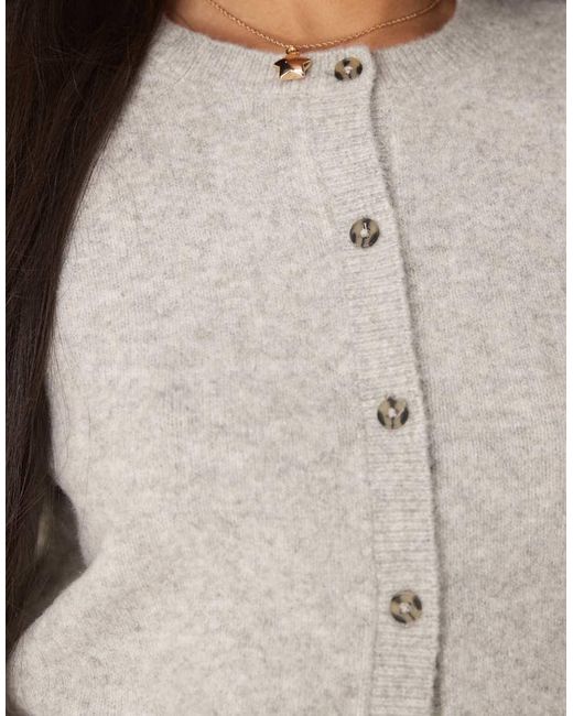 Jdy Natural Crew Neck Cardigan With Wool