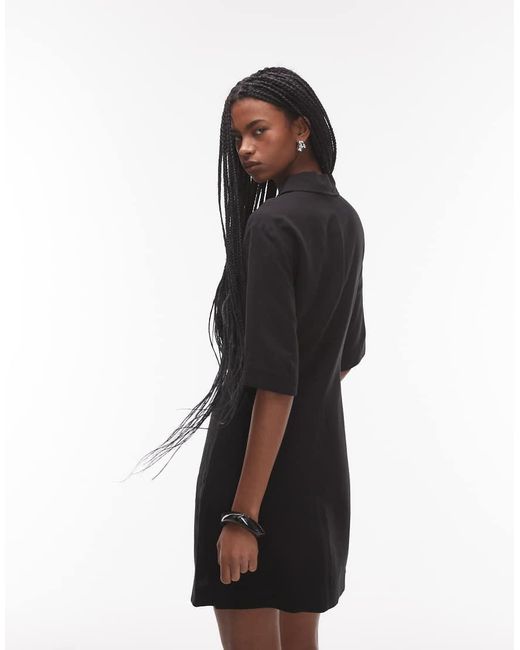 & Other Stories Black Mini Shirt Dress With Ruche Front