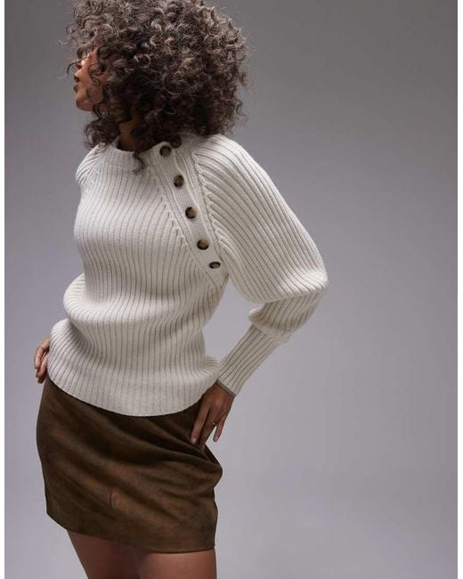 ARKET Gray Knitted Jumper With Button Shoulder Detail
