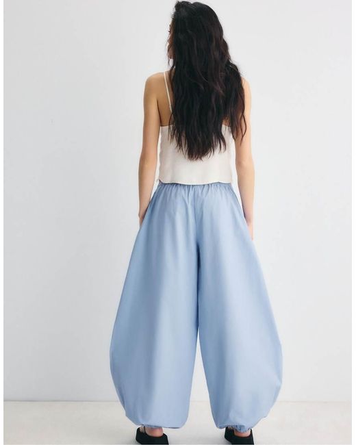 Stradivarius Blue Poplin Volume Trousers
