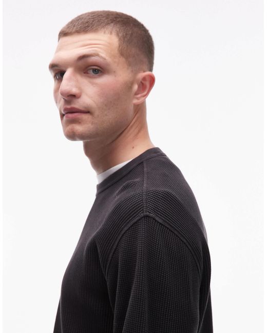 Levi's – langärmliges thermo-shirt mit waffelmuster in Black für Herren