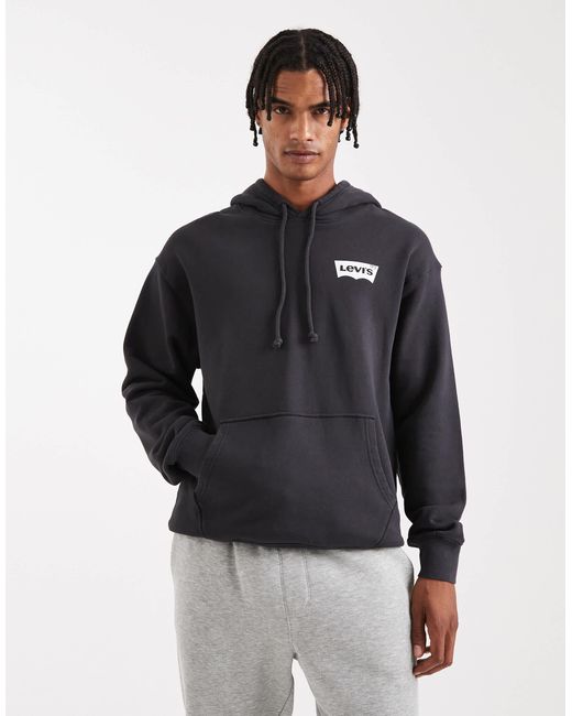 Levi's Gray Sky High Back Print Relaxed Fit Hoodie for men