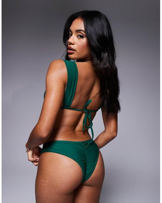 Slip Bikini Con Dettaglio Di Conchiglie Scuro di Moda Minx in Green