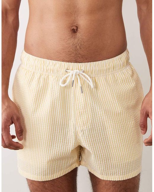 ASOS Natural Seersucker Swim Shorts for men