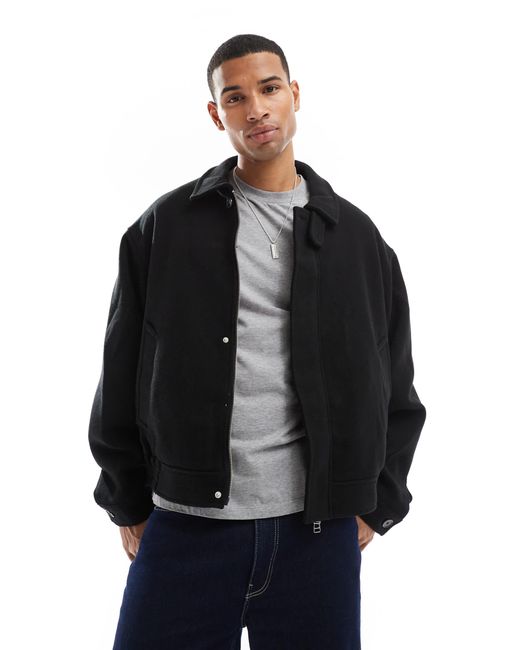 Jack & Jones – harrington-jacke aus wollmix in Black für Herren