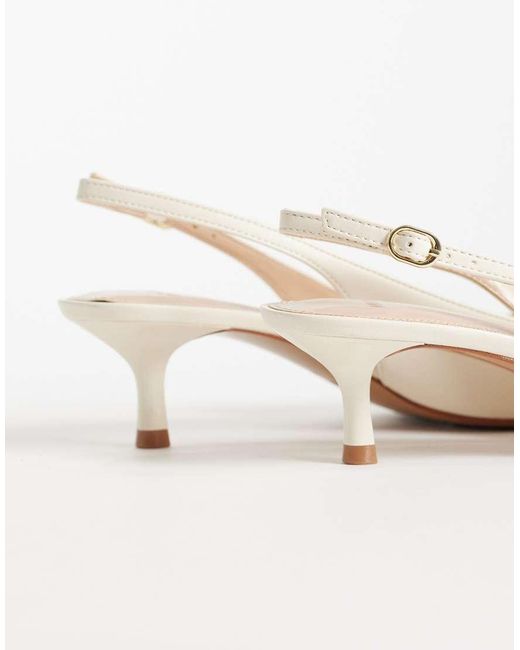 Mango White Slingback Kitten Pumps