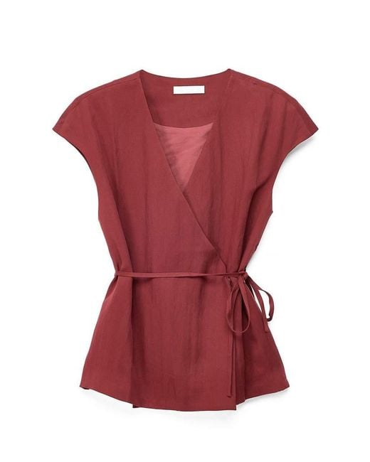 NA-KD Red Belted Wrap Top