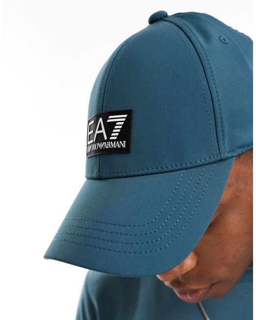 Armani - core - cappellino con visiera medio con etichetta del logo di EA7 in Blue da Uomo