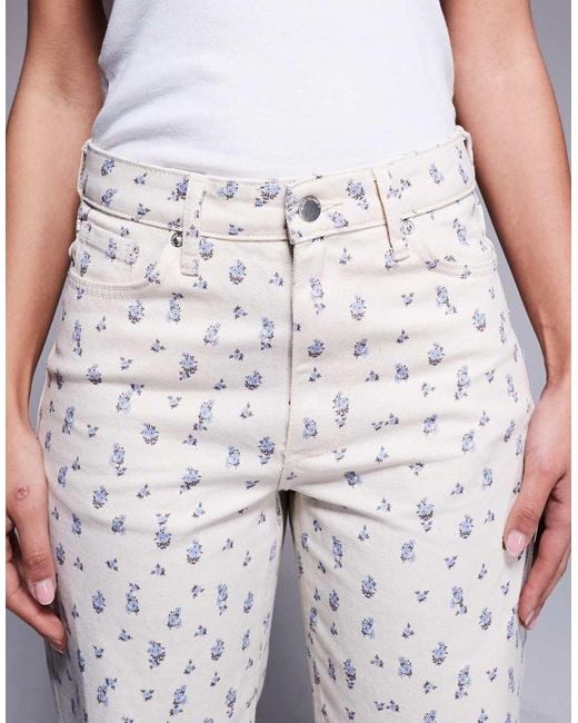 River Island Purple Ditsy Floral Relaxed Straight Jean