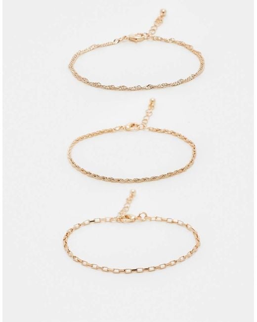 ASOS White 3 Pack Chain Bracelets for men