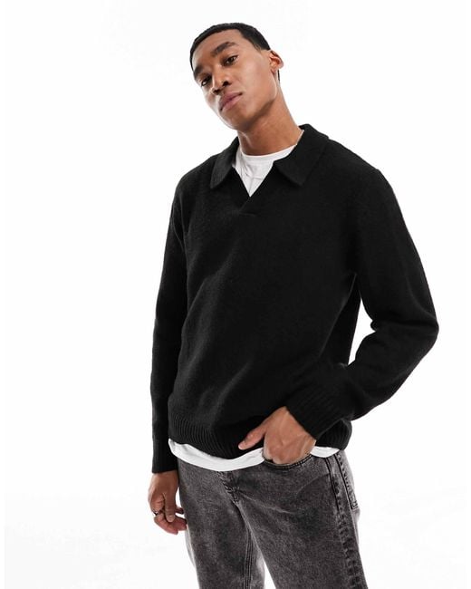 Jack Jones Collared Jumper in Black for Men Lyst