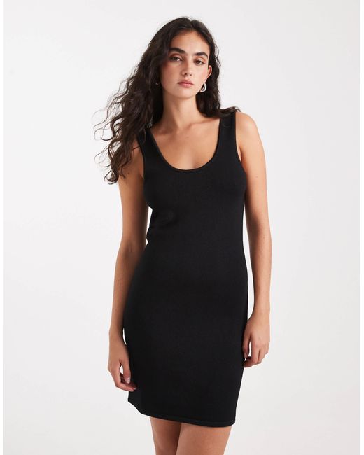 Calvin Klein Black Fine Knit Cross Back Mini Dress