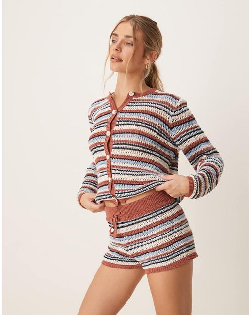 Pantalones Muy Cortos Multicolores De Punto De (Parte De Un Conjunto) ASOS de color Natural