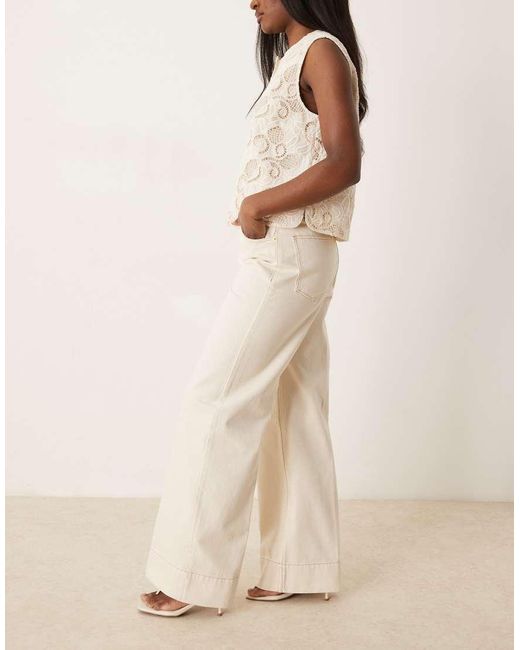 Vaqueros De Pernera Ancha Con Raya En La Parte Delantera De -Blanco ASOS de color Natural