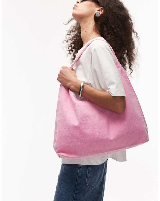 & Other Stories Pink Large Washed Denim Tote