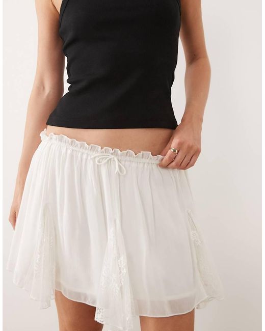 ASOS White Lace Insert Godet Volume Mini Skirt