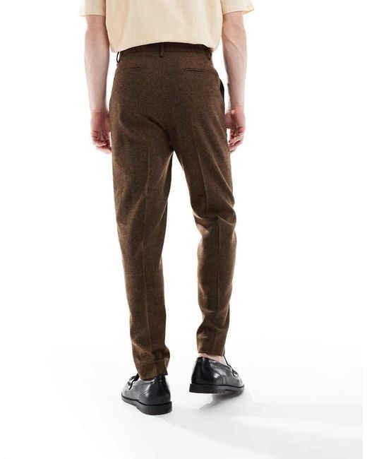 Pantalones De Traje De Corte Tapered De Mezcla De Lana De ASOS de hombre de color Natural
