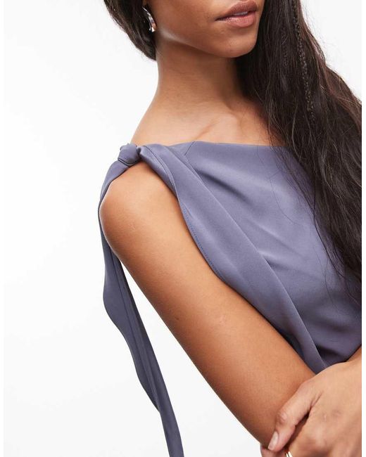 Mango Jumpsuit Met Drapering En Blote Schouder in het Blue