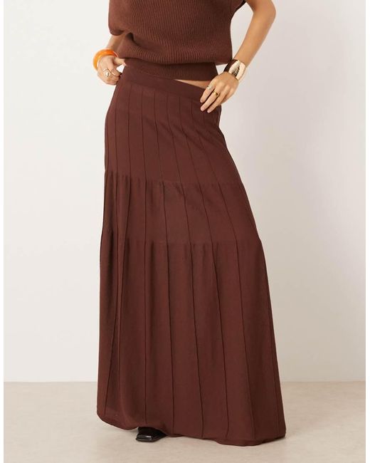 Mango Gebreide Maxi Rok Met Stroken in het Brown