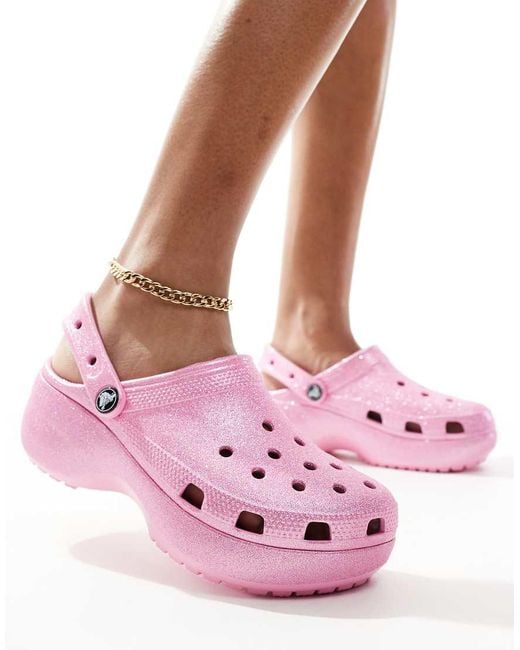 CROCSTM Pink Classic Platform Clogs