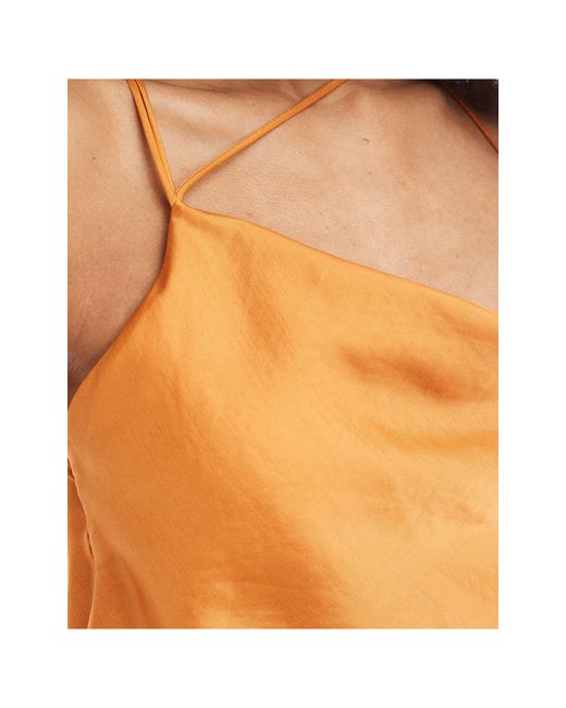 Robe longue texturée en satin à dos nu avec effet superposé - orange ASOS
