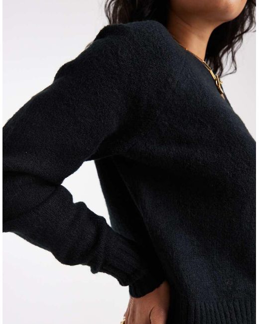 Threadbare Black Crew Neck Button Through Cardigan