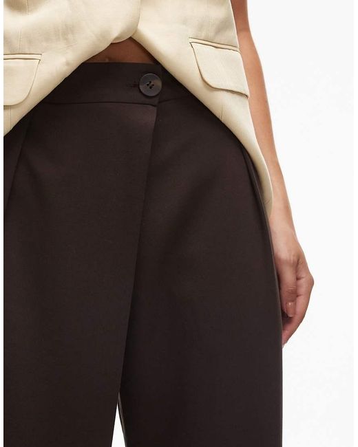 ASOS Elegante Broek Met Taille Met Overslag En Wijde Pijpen in het Black