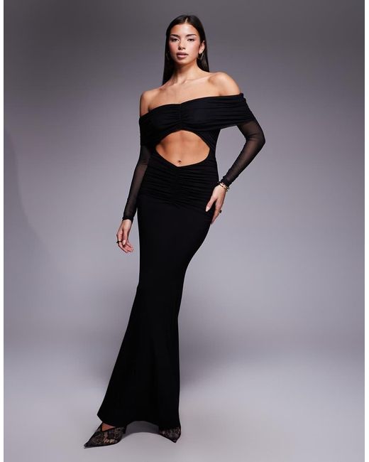 Aria Cove Blue Mesh Bandeau Cut Out Maxi Dress