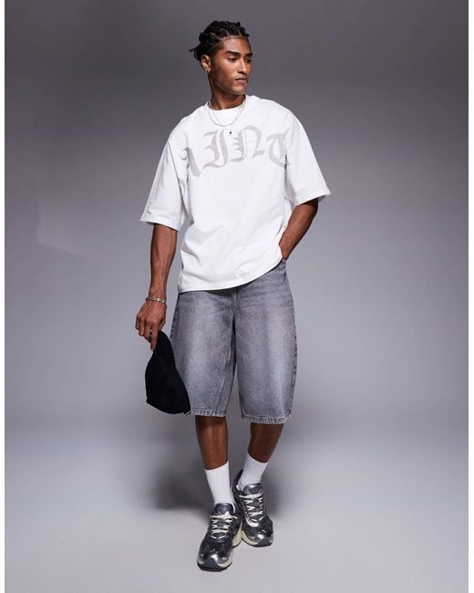 River Island White Sainte Logo Oversized T-Shirt for men