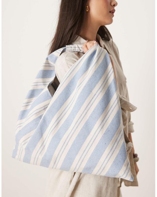 ASOS Natural Stripe Trapeze Tote Bag