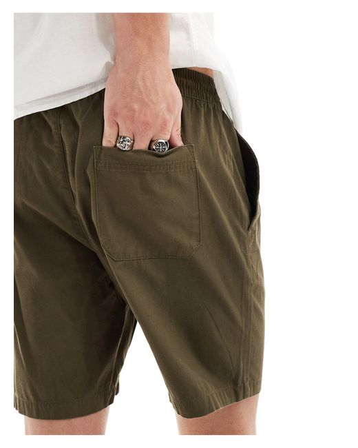Only & Sons Green Pull On Twill Short for men