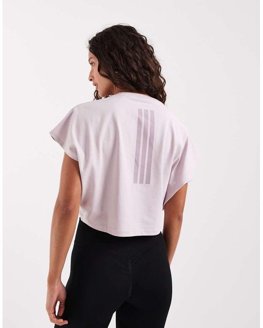 Adidas Originals White Power Workout Cropped Boxy 3-Stripes Tank