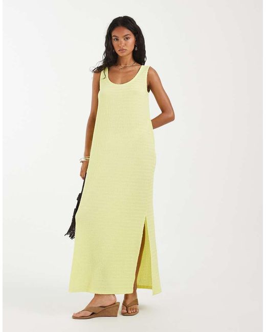 Pieces Yellow Reversible Textured Jersey Maxi Dress