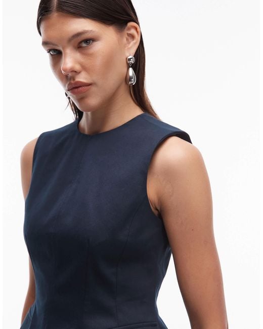 ASOS Blue Fitted Peplum Top With Tab Detail Co-Ord