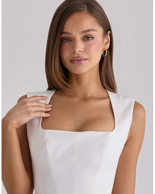 House Of Cb White Safira Floral Broderie Anglaise Cotton Midi Dress
