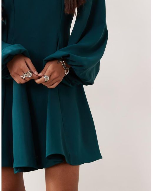 Nobody's Child Blue Ava Long Sleeve Mini Dress