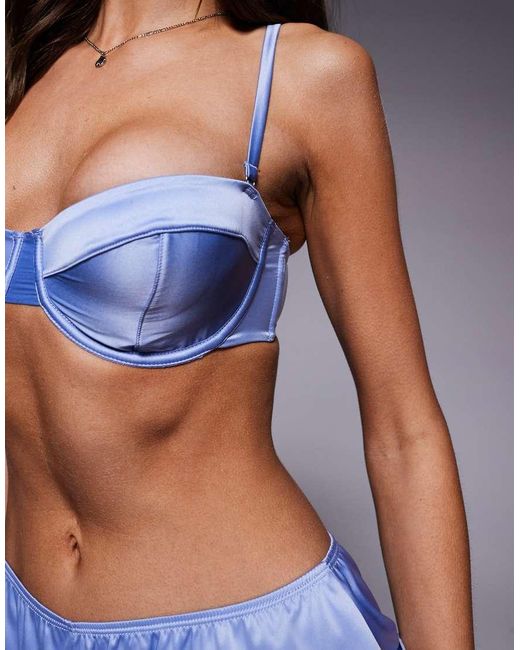 ASOS Blue Cheri Clean Satin Underwire Balcony Bra
