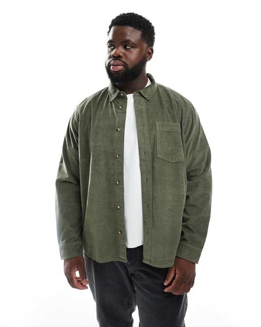 Camicia Con Vestibilità Classica A Coste Scuro di ASOS in Green da Uomo