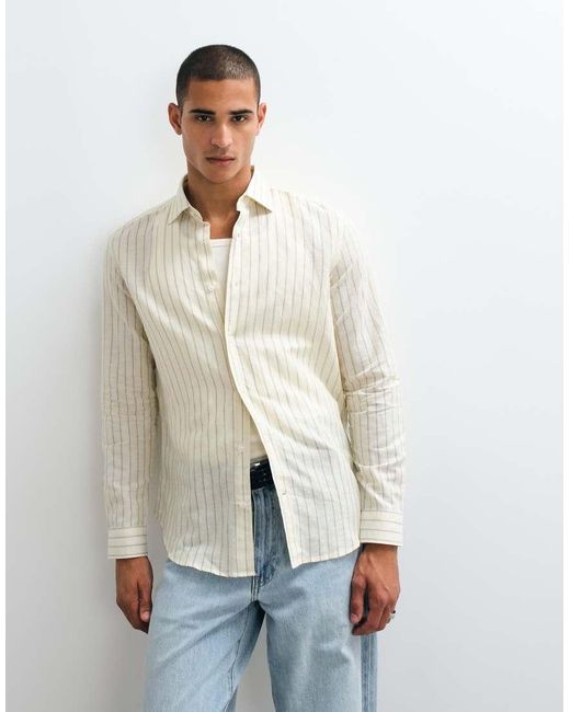 Mango White Long Sleeve Shirt for men