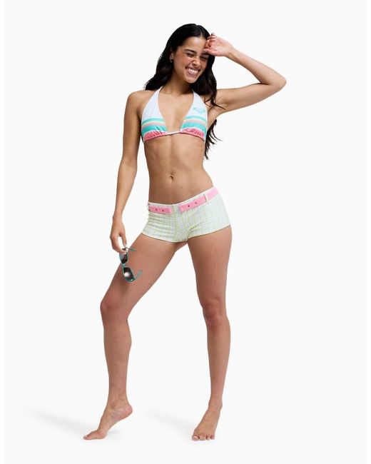 Roxy White The Swell Classic Shorty Bikini Bottoms