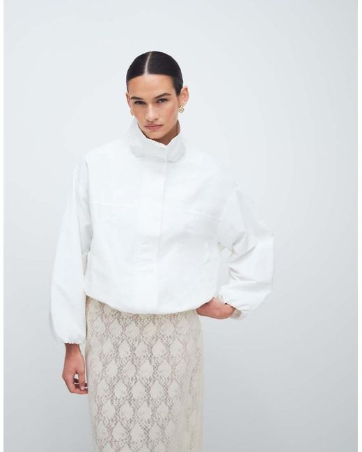 Gina Tricot White High Neck Sporty Short Jacket