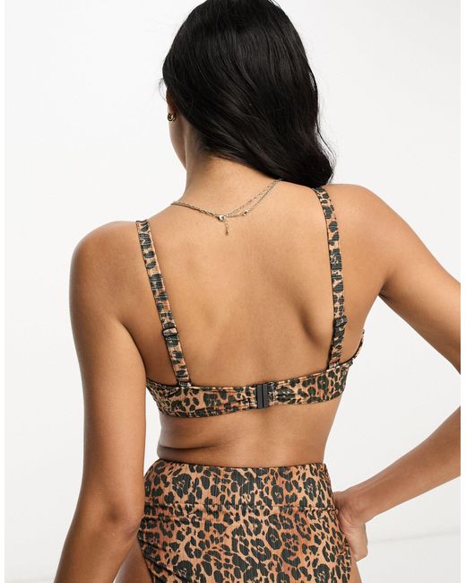 Fuller Bust Leopard Rib Plunge Bikini Top
