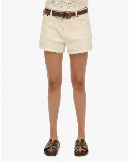 Superdry Natural Mid Rise Denim Hot Shorts